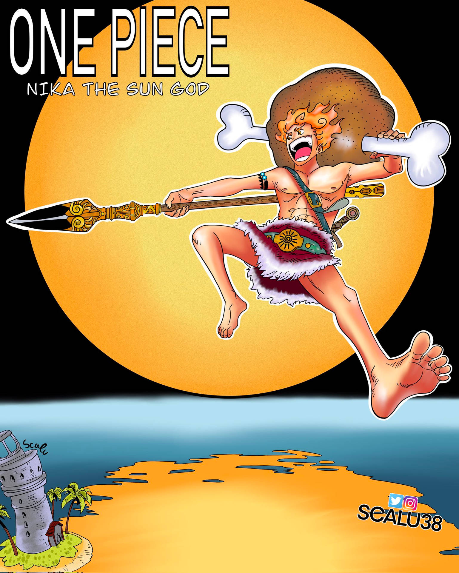 One Piece - A Cartoon Character Flying With A Sword Wallpaper