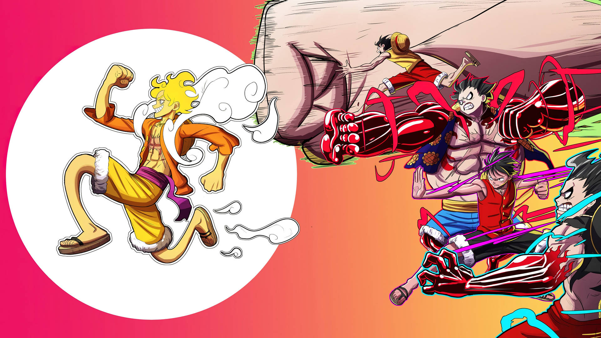 Sun God Nika Luffy And Transformations Wallpaper