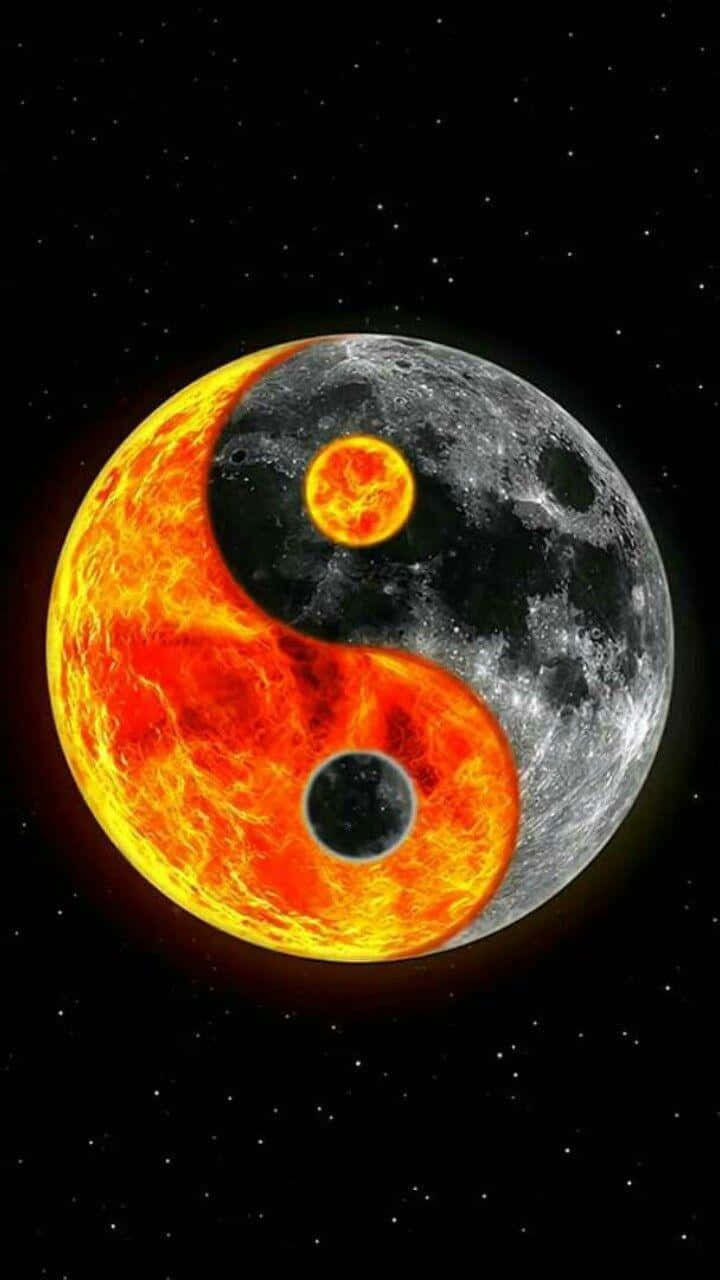 Simbolodel Sole Luna Yin Yang In 4k. Sfondo