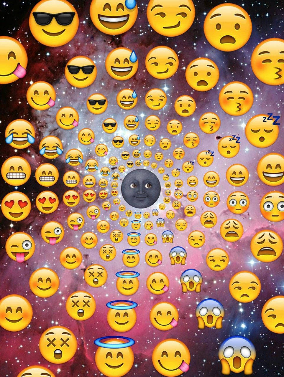 Sun Rays Emoji In Beautiful Galaxy Background Wallpaper