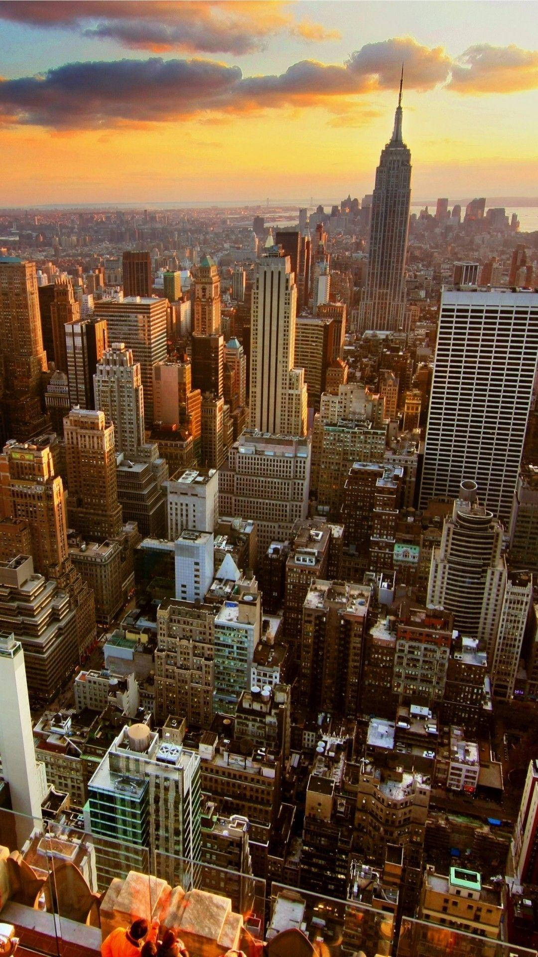 Download wallpaper 1350x2400 new york skyscrapers sunset metropolis  iphone 876s6 for parallax hd background