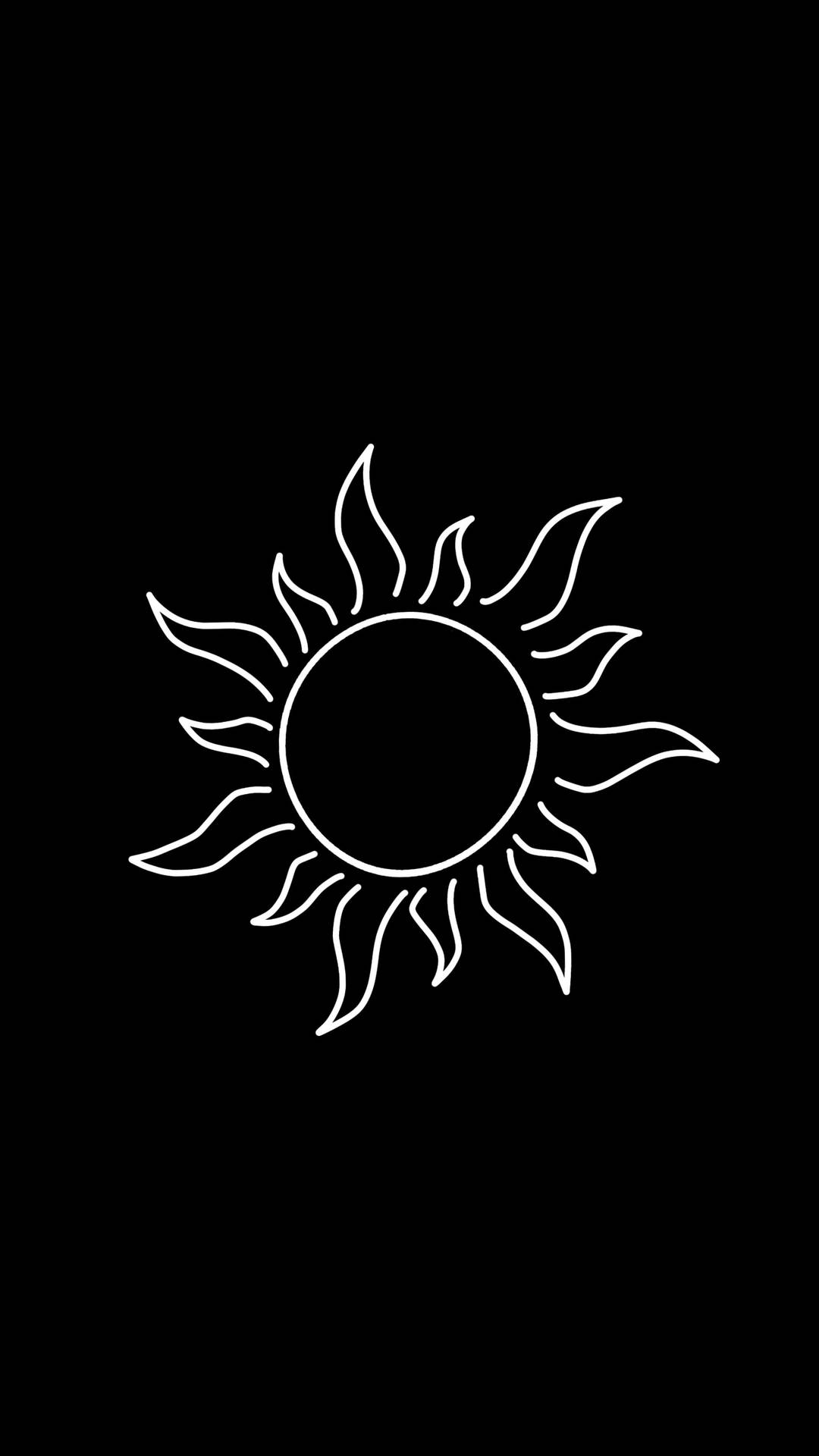 Sun Symbol Minimalist Black Phone Wallpaper