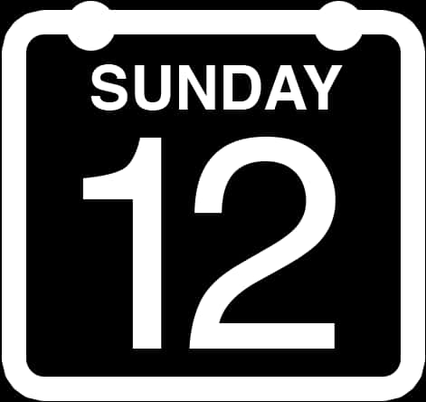 Sunday Calendar Icon Blackand White PNG