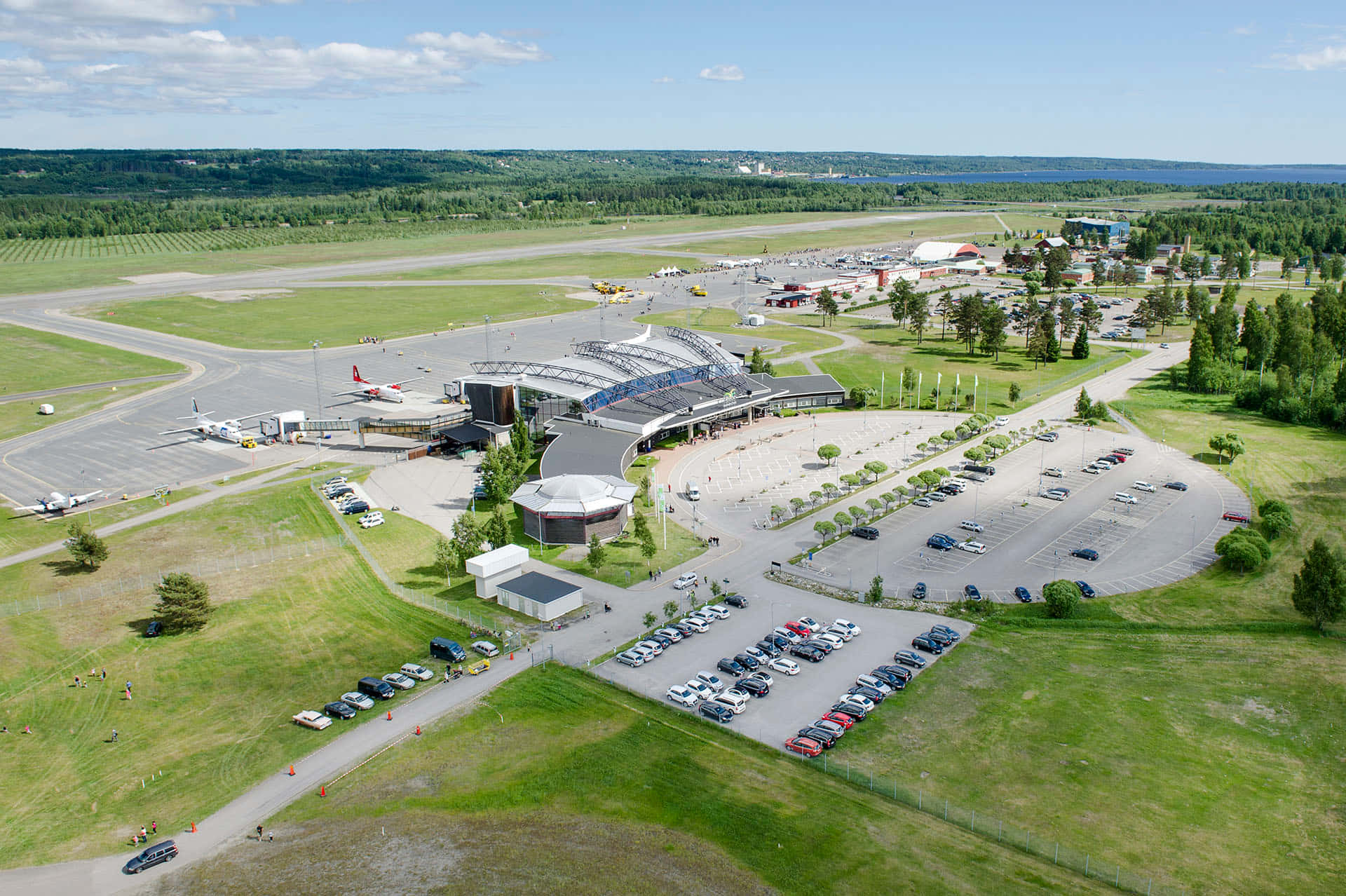 Luchtfoto Van Sundsvall Airport Achtergrond