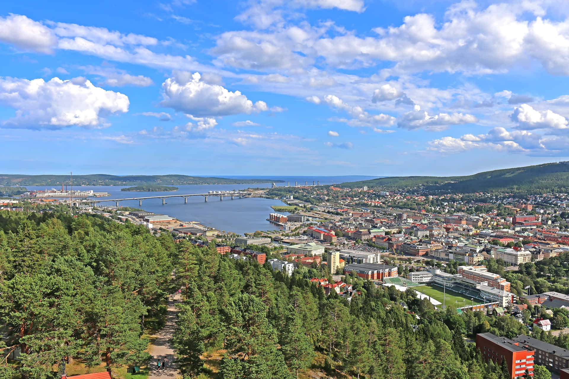 Sundsvall Cityscape Aerial View Sweden Wallpaper