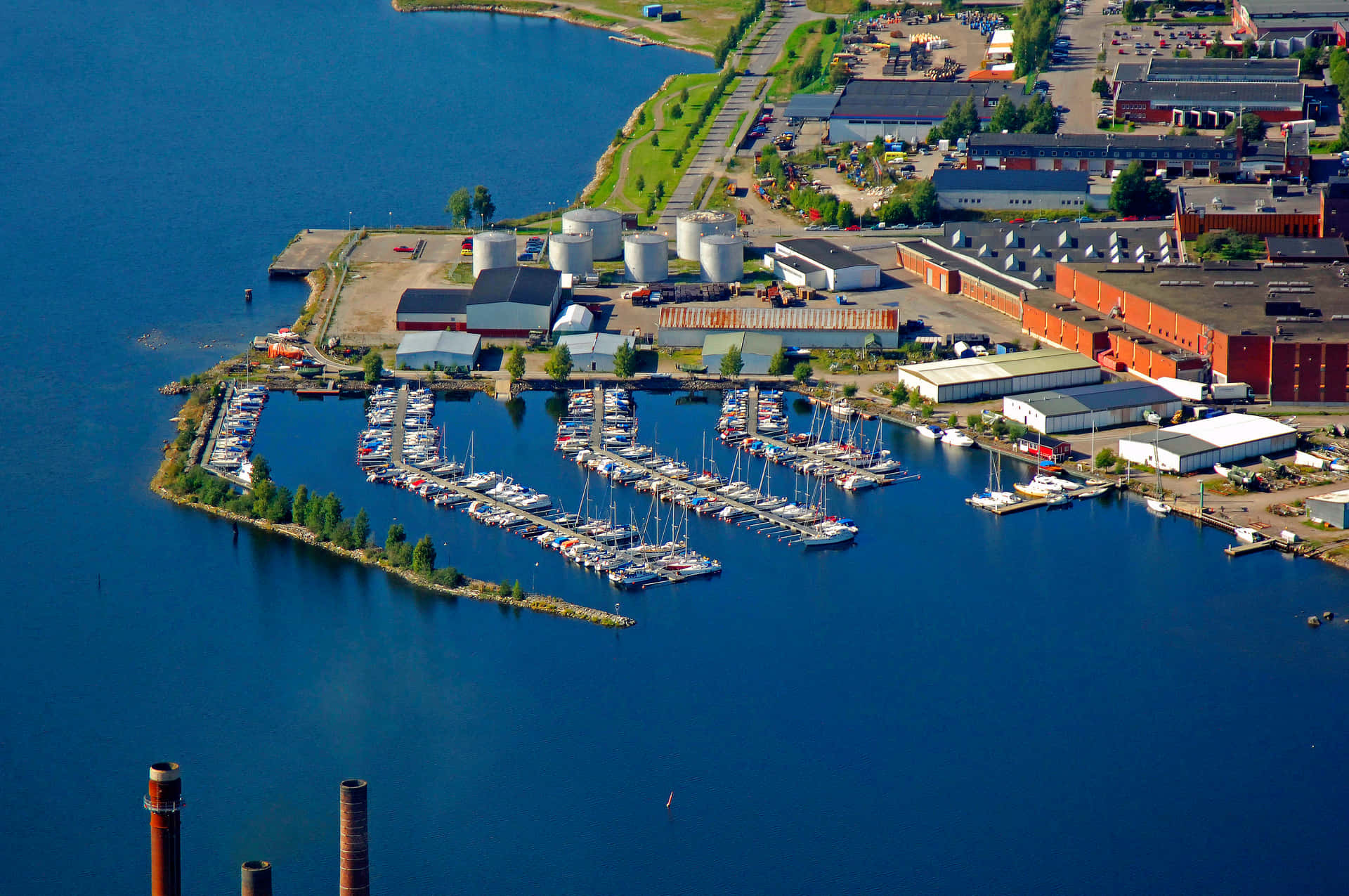 Sundsvall Marina Aerial View Wallpaper