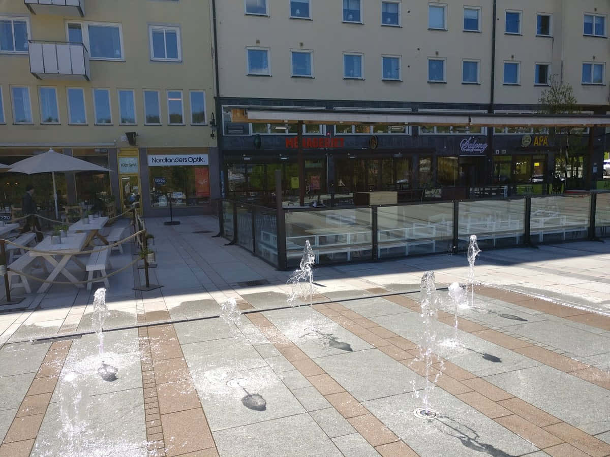 Sundsvall Square Fountains Sweden Wallpaper