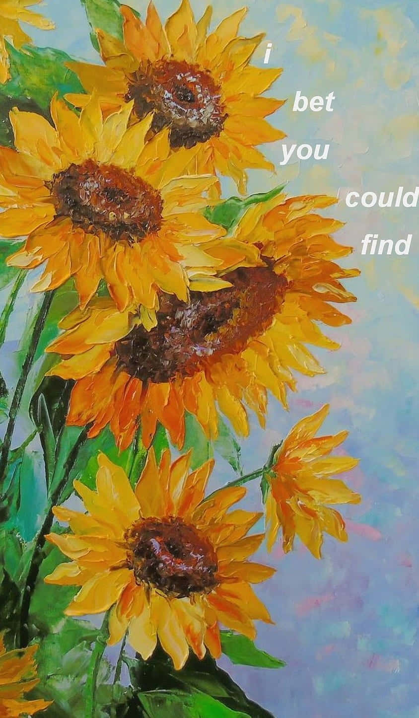 Genießensie Die Schönheit Von Sonnenschein Mit Diesem Lebendigen Sonnenblumen Ästhetik Iphone Hintergrundbild. Wallpaper