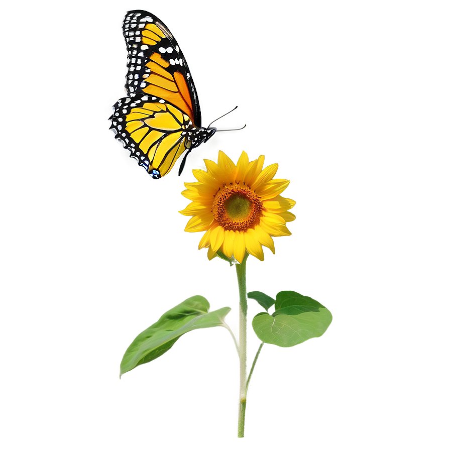 Sunflower And Butterfly Png Bos PNG