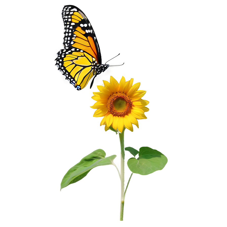 Download Sunflower And Butterfly Png Bos | Wallpapers.com