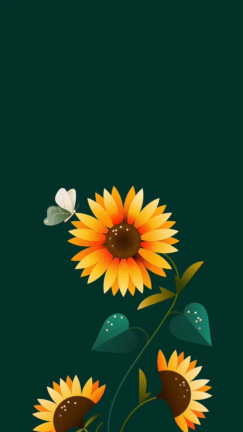 Sunflower_ Butterfly_ Artwork Wallpaper
