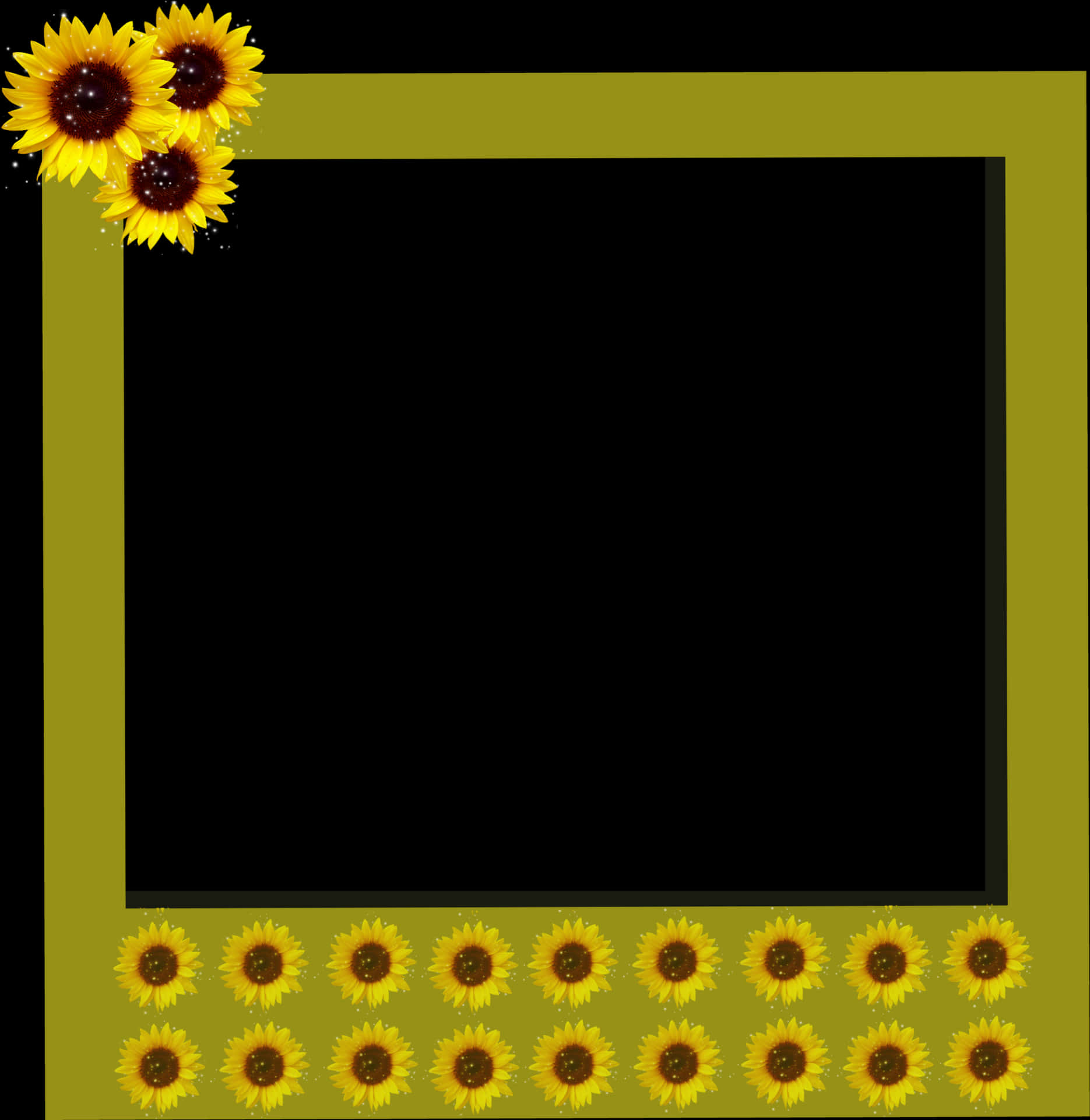 Sunflower Embellished Polaroid Frame PNG
