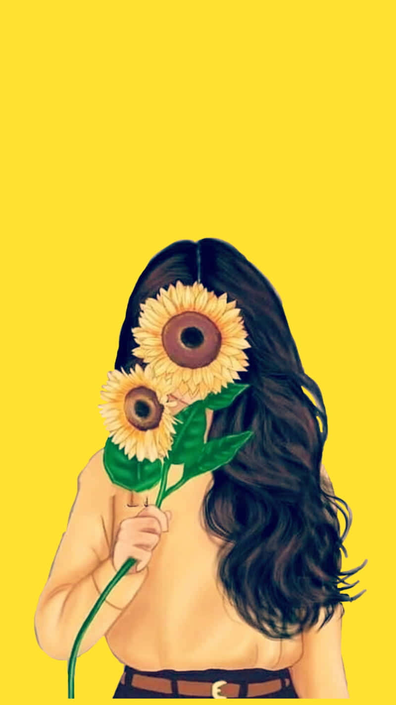 Sunflower_ Eyes_ Yellow_ Background Wallpaper