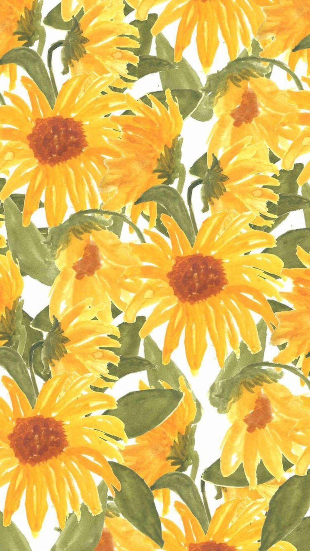 Sunflower Iphone Watercolor Art Wallpaper
