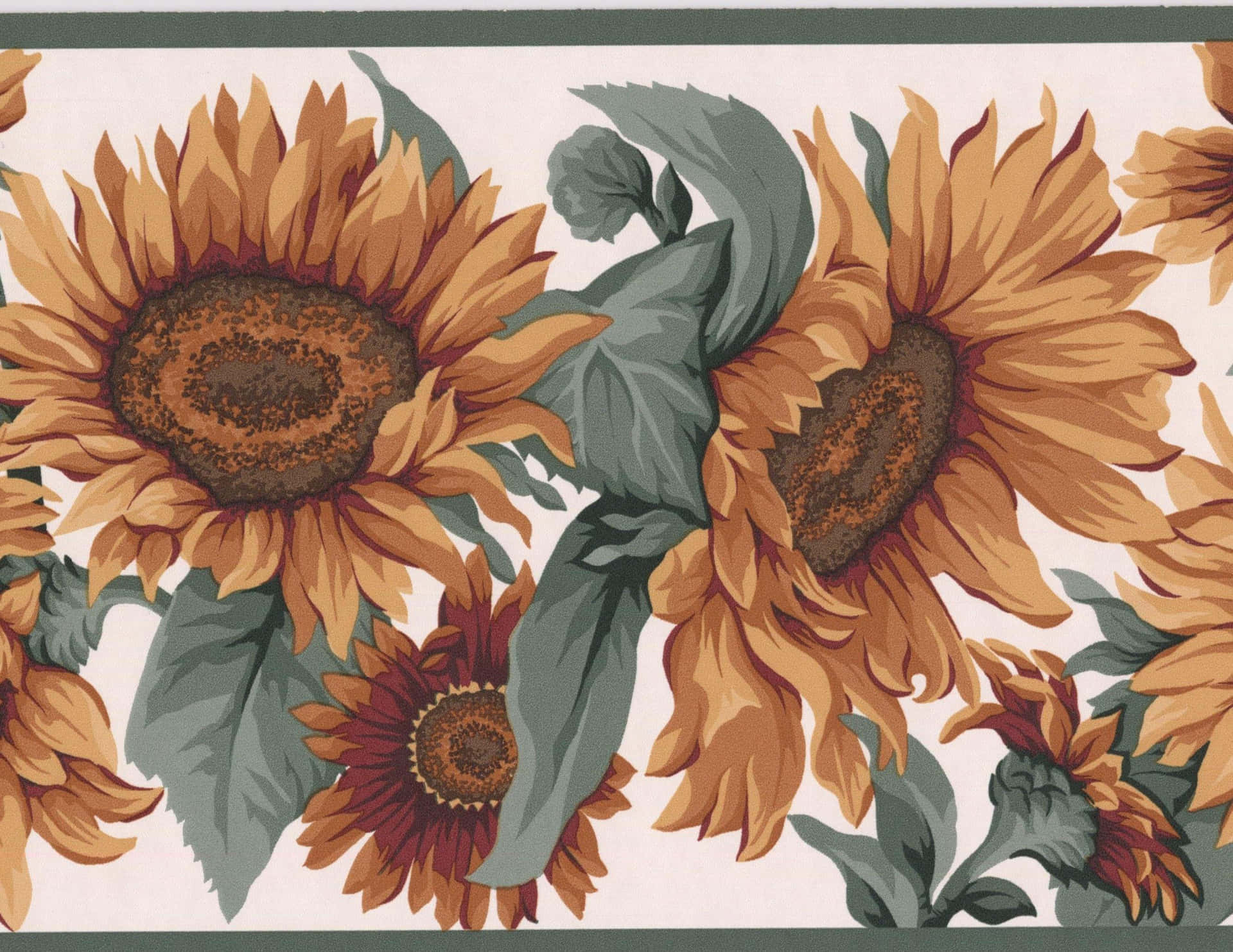 Sunflower Pattern Modern Floral Design Wallpaper