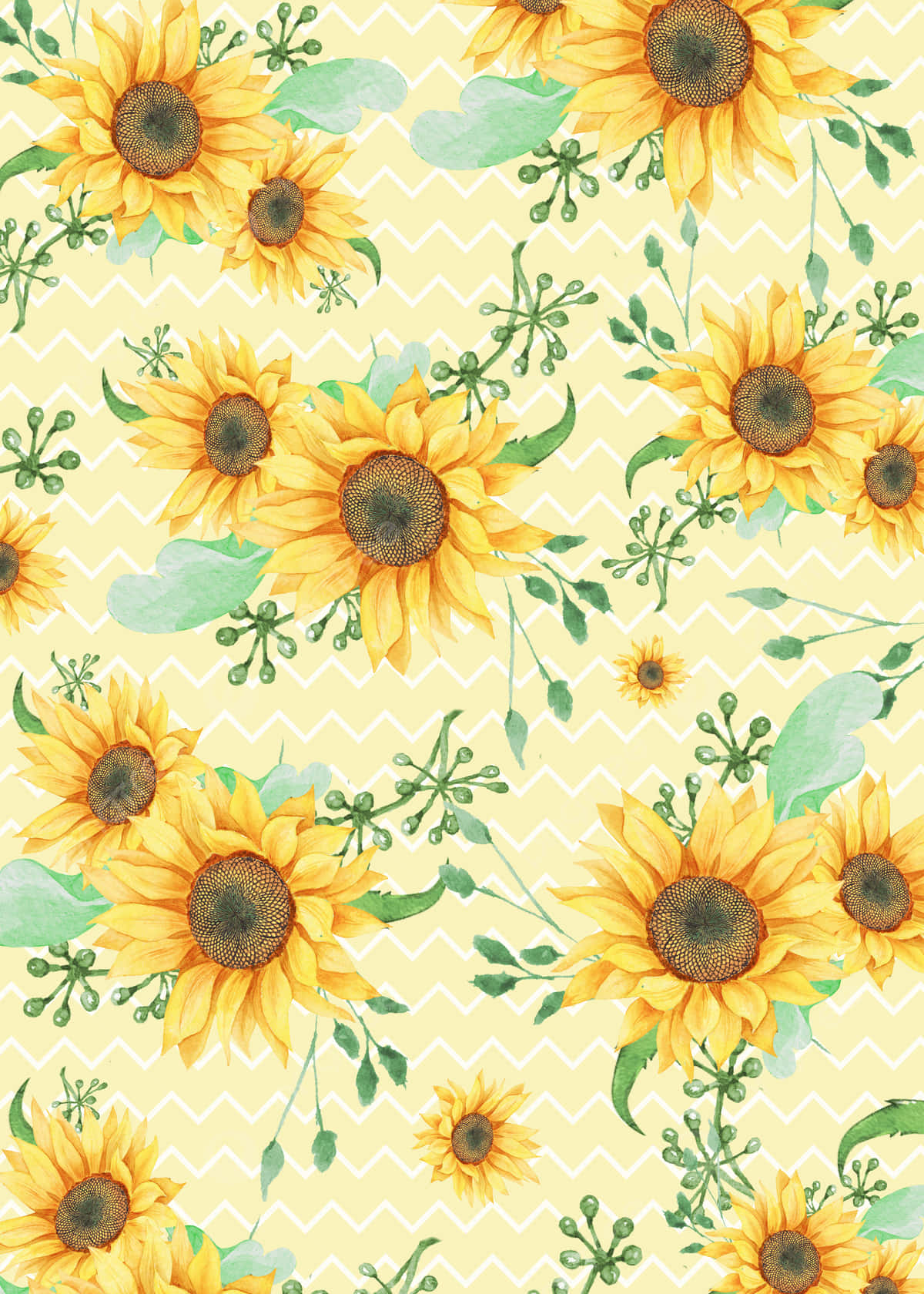 Zigzag Lines With Sunflower Phone Wallpaper