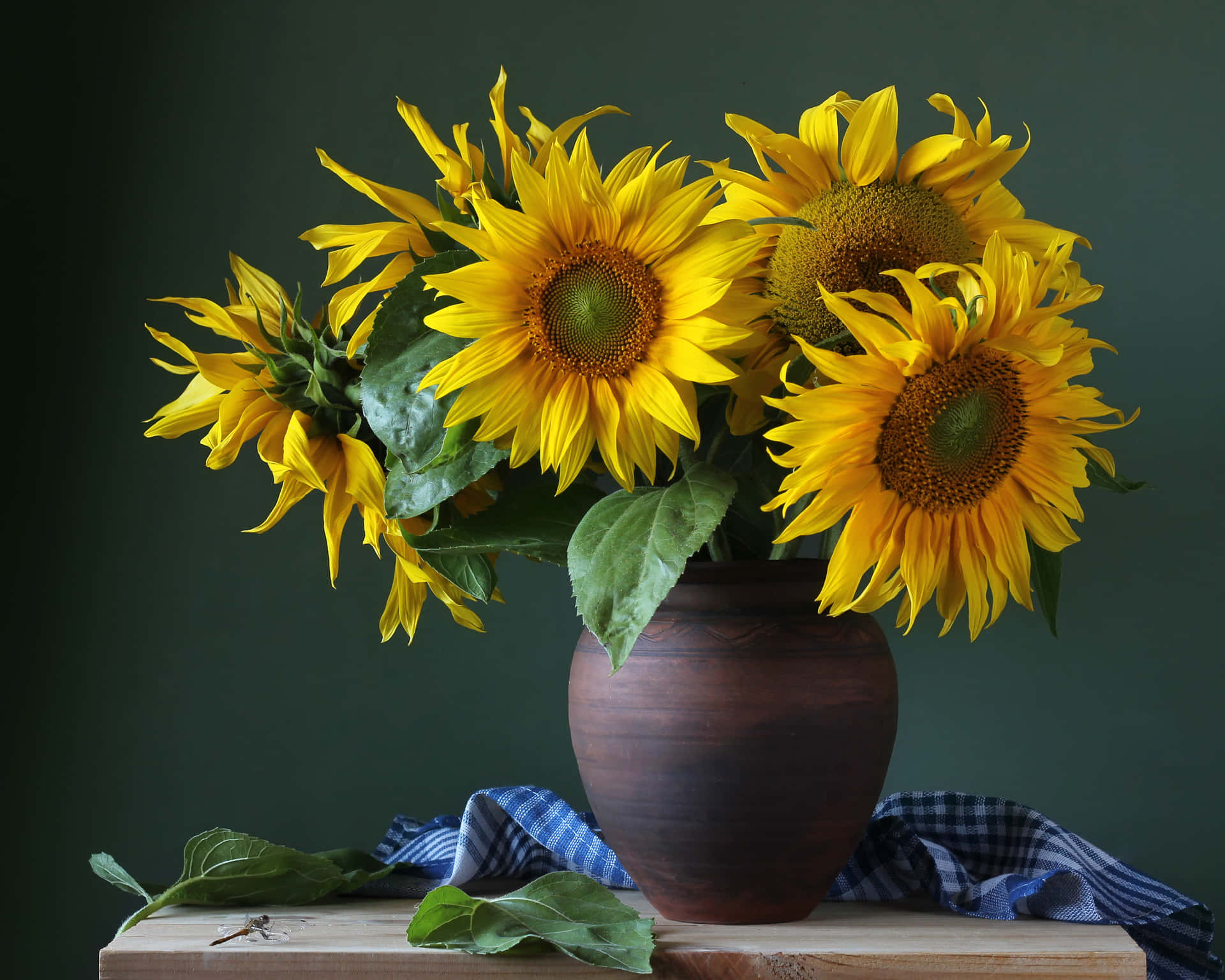 Eineleuchtende Und Lebendige Sonnenblume Sticht Gegen Einen Gelben Himmel Heraus.