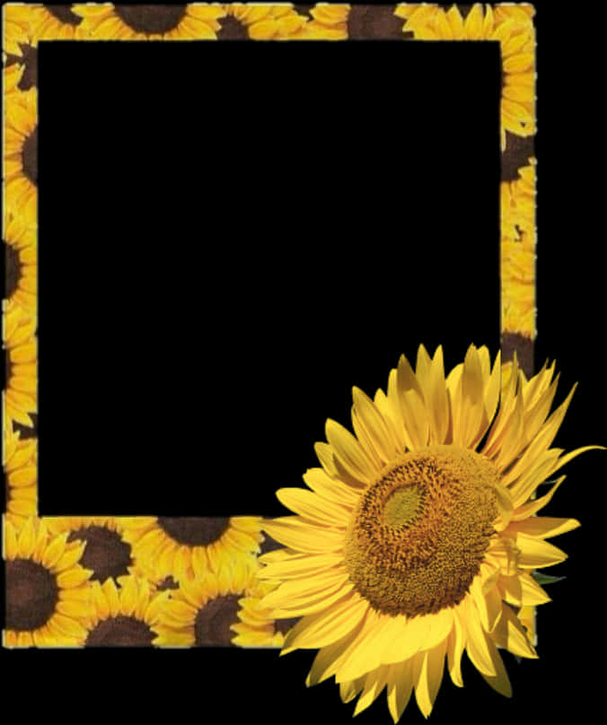 Sunflower Polaroid Frame PNG