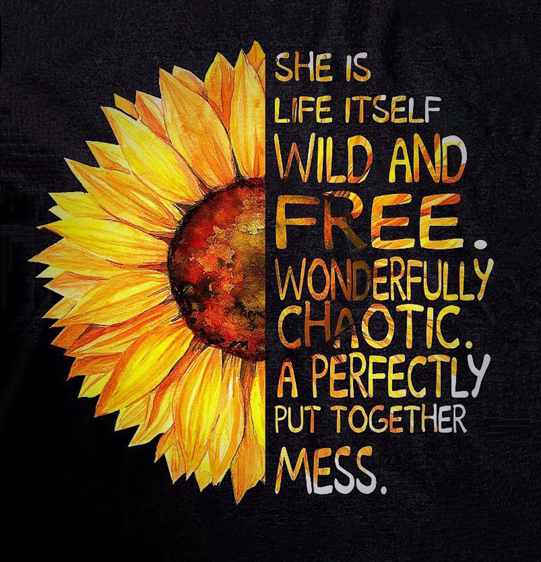 Sunflower Quotes Painting Wallpaper