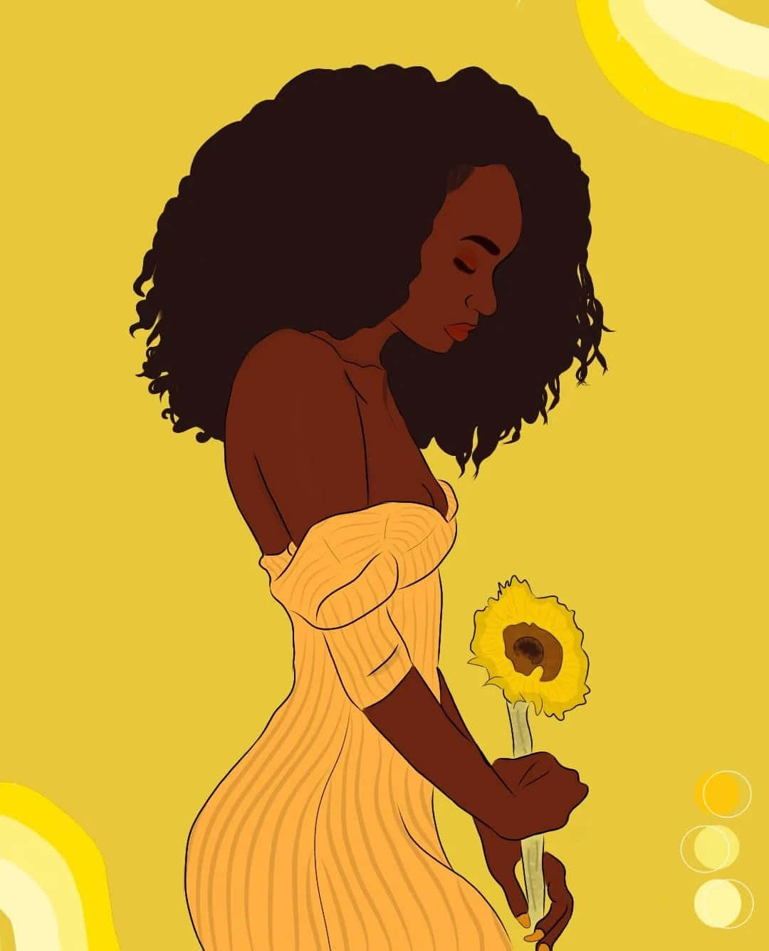 Sunflower Serenity Illustration Wallpaper