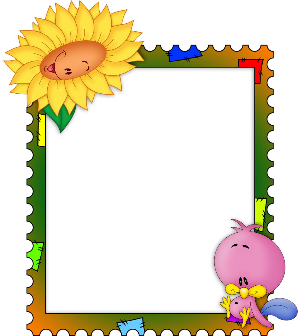 Sunflowerand Bird Frame PNG