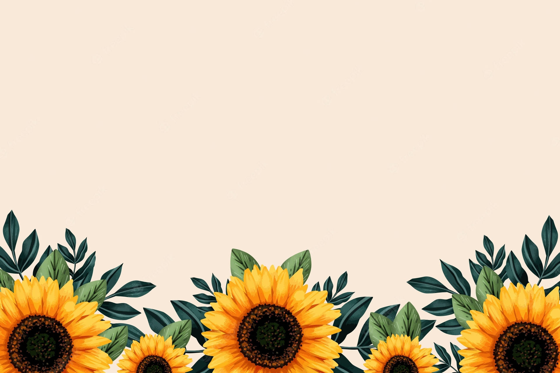 Vibrant Sunflowers and Roses Adorn This Gorgeous Garden Wallpaper