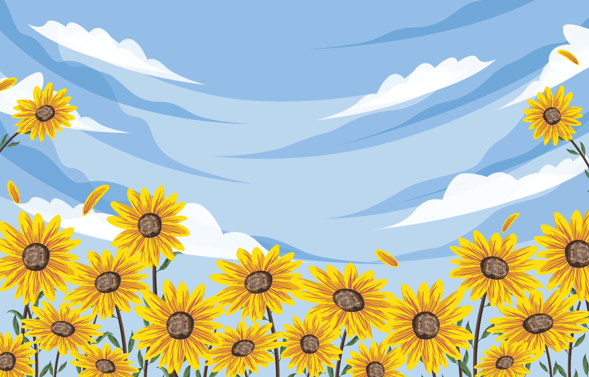 "A Field of Sunflowers Illuminated by Warm Sunshine"