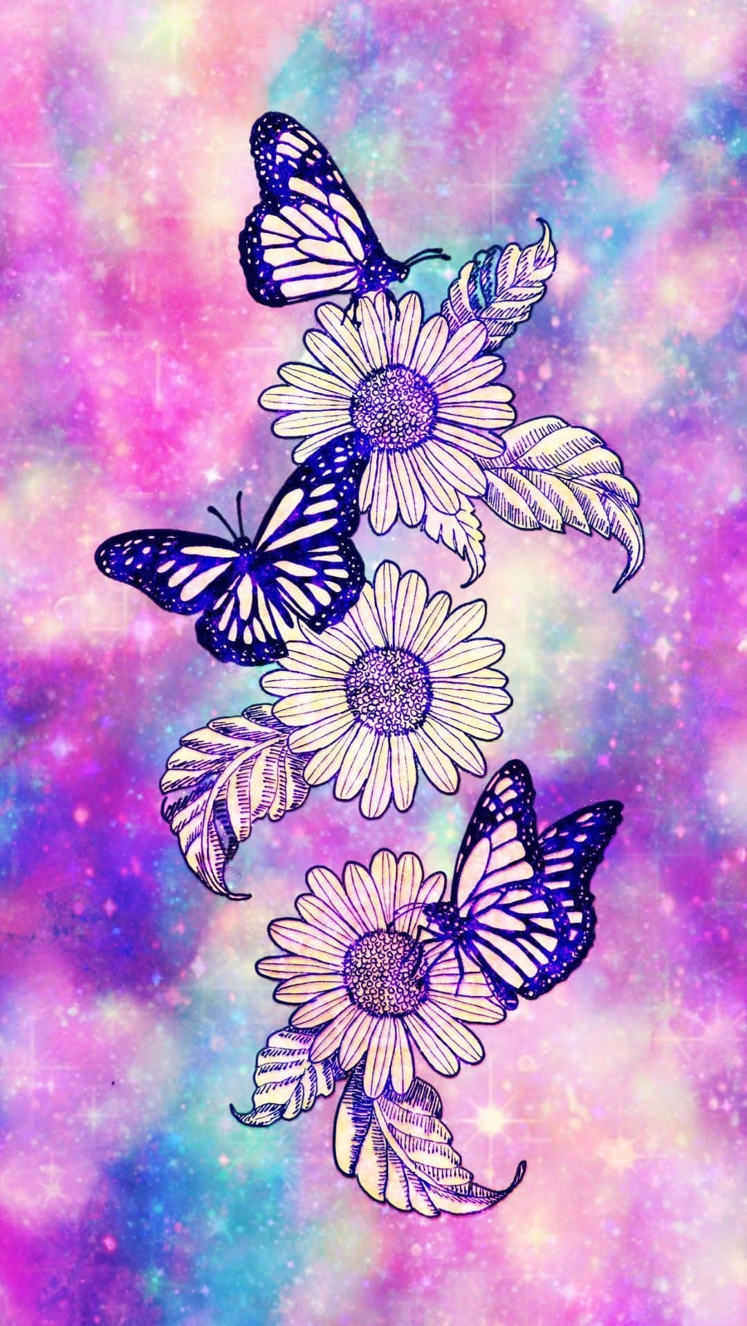 Sunflowers_ Butterflies_ Cosmic_ Backdrop.jpg Wallpaper