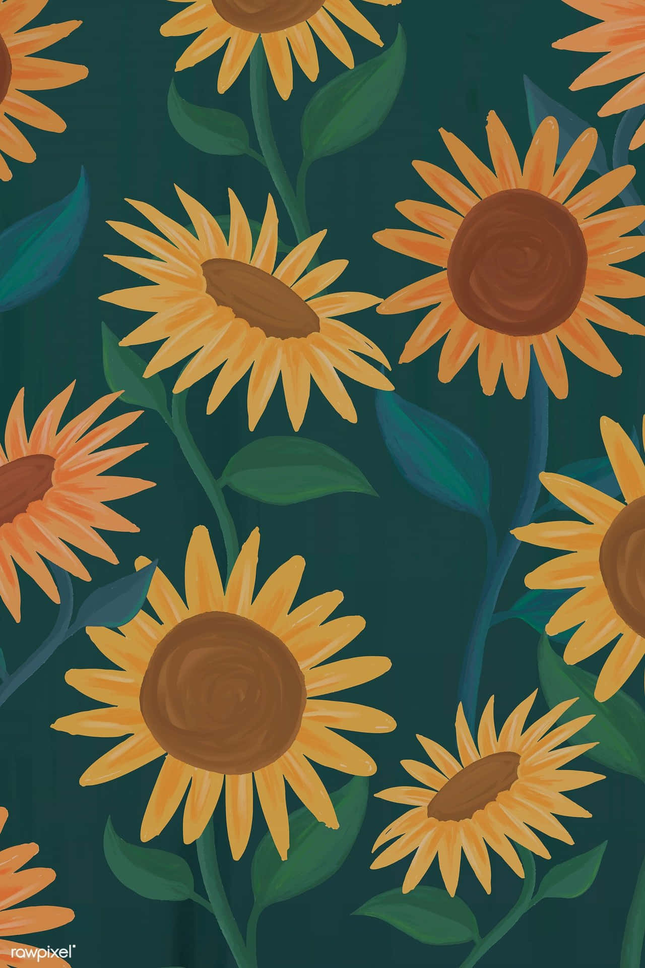 Painted Sunflowers Green Picture