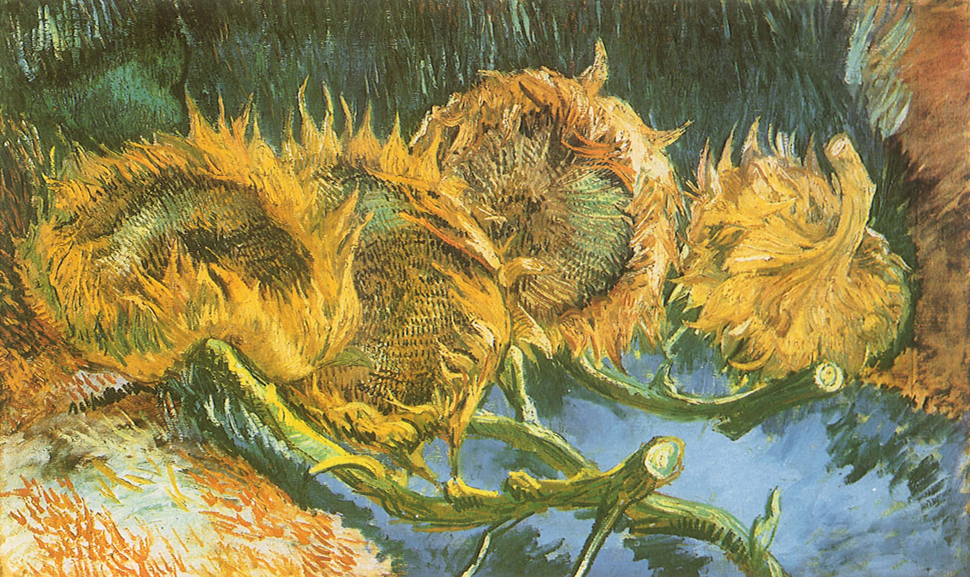 a painting of sunflowers
