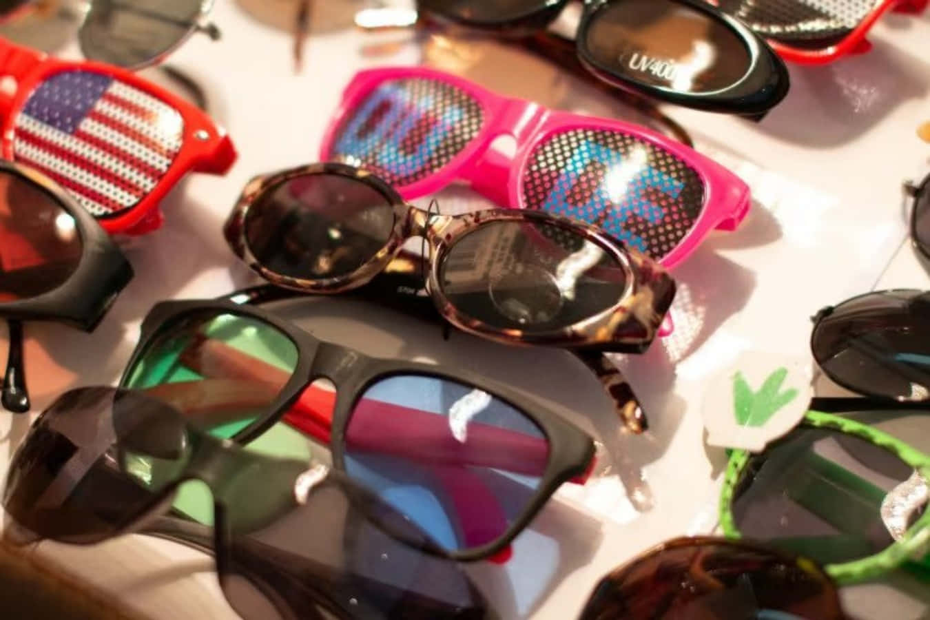 A Display Of Sunglasses With Different Designs
