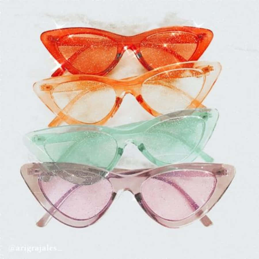 A Group Of Colorful Cat Eye Sunglasses
