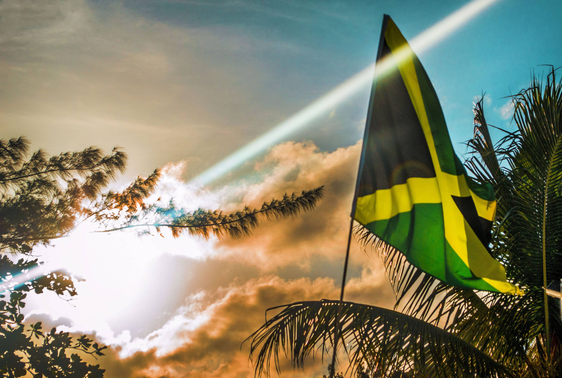 Bandiera Della Giamaica Di Luce Solare Sfondo