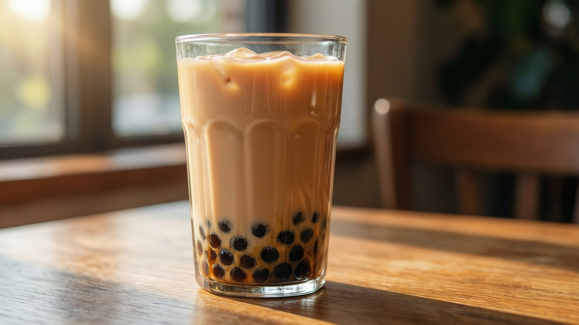 Vetro di Bubble Tea illuminato dal sole Sfondi