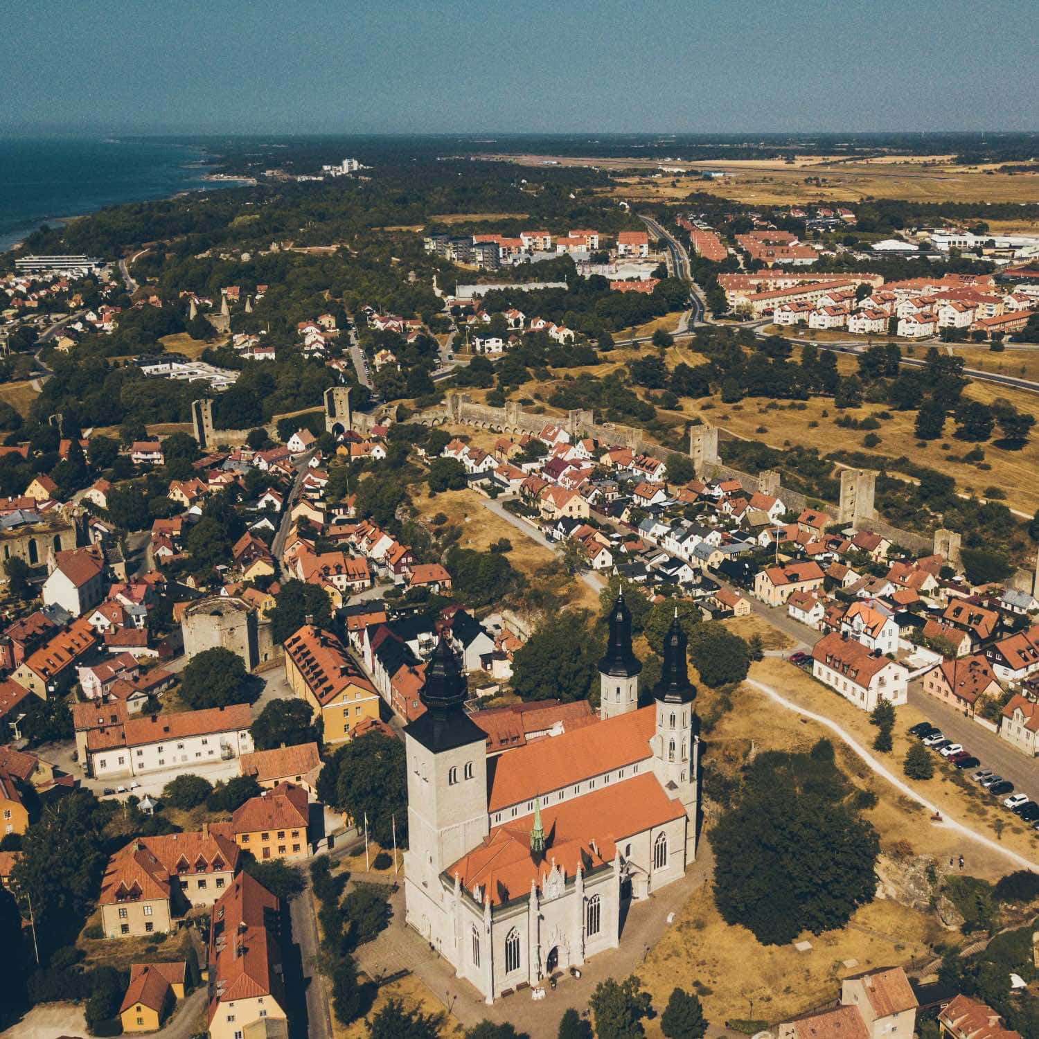 Sunlit Medieval Streets Of Visby, Sweden Wallpaper