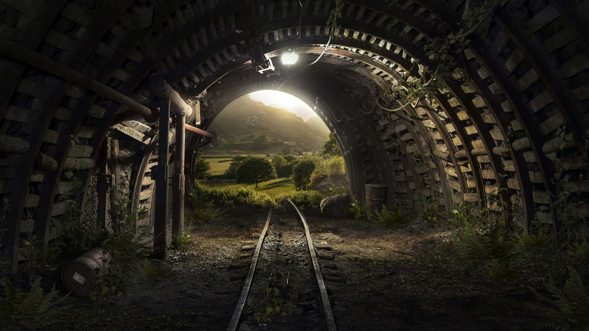 Sunlit Railway Tunnel Exit.jpg Wallpaper