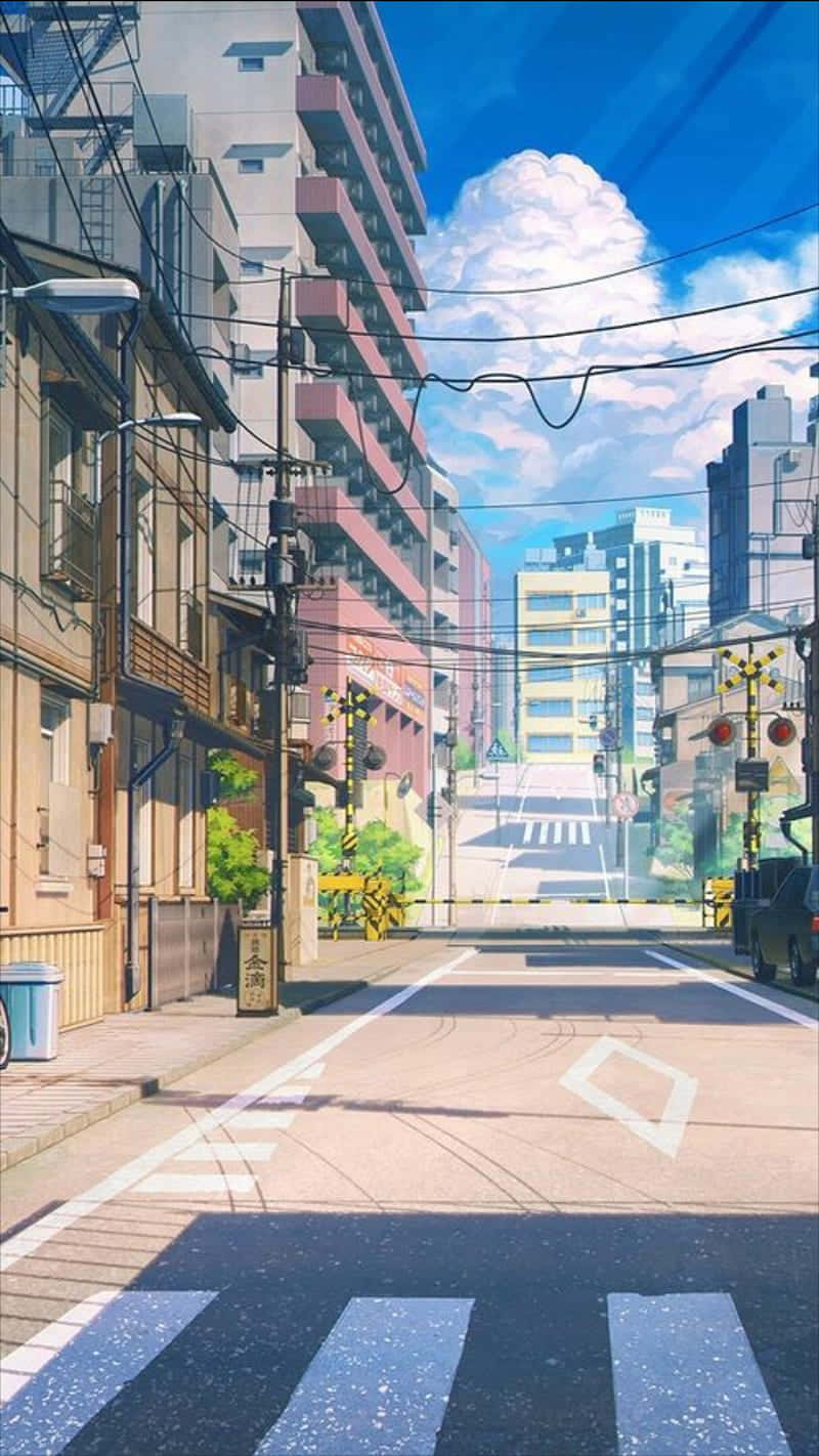 Sunny_ Anime_ Urban_ Street_ Scene Wallpaper