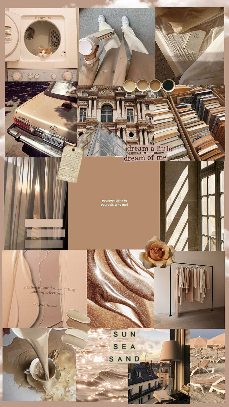 Sunny Beige Aesthetic Collage Wallpaper