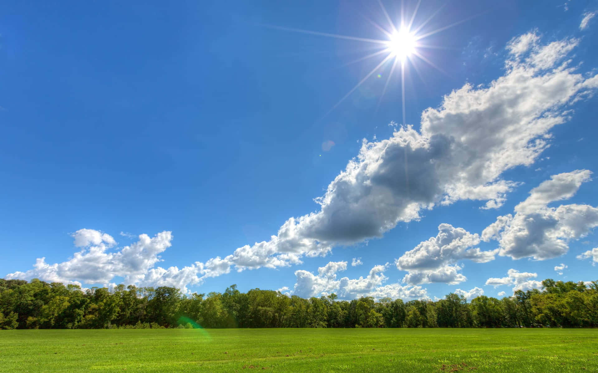 Sunny Blue Sky With Clouds Wallpaper