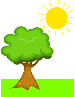 Sunny Day Tree Illustration PNG