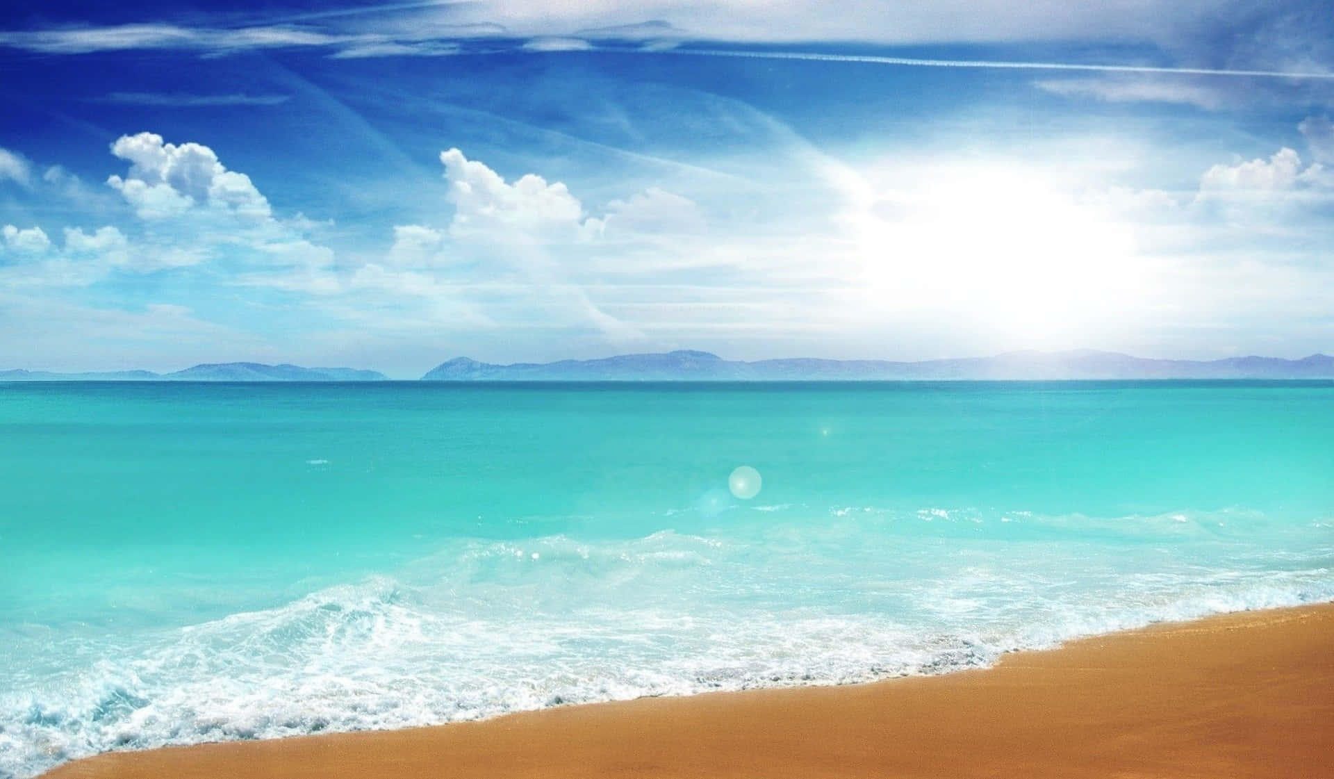 Sunny Day Majestic Beach Scenery Wallpaper