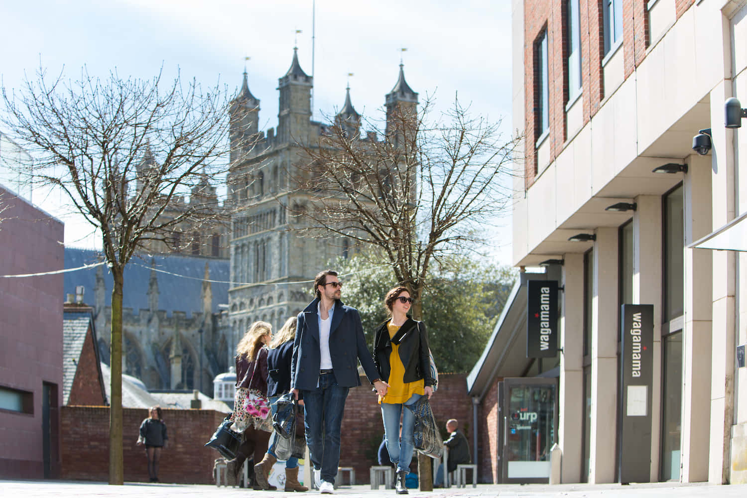 Solfylt Dag I Exeter Bysentrum Bakgrunnsbildet