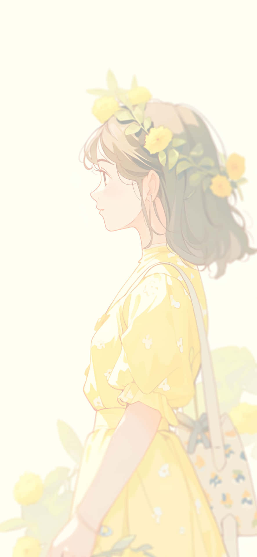 Sunny Floral Profile Illustration Wallpaper