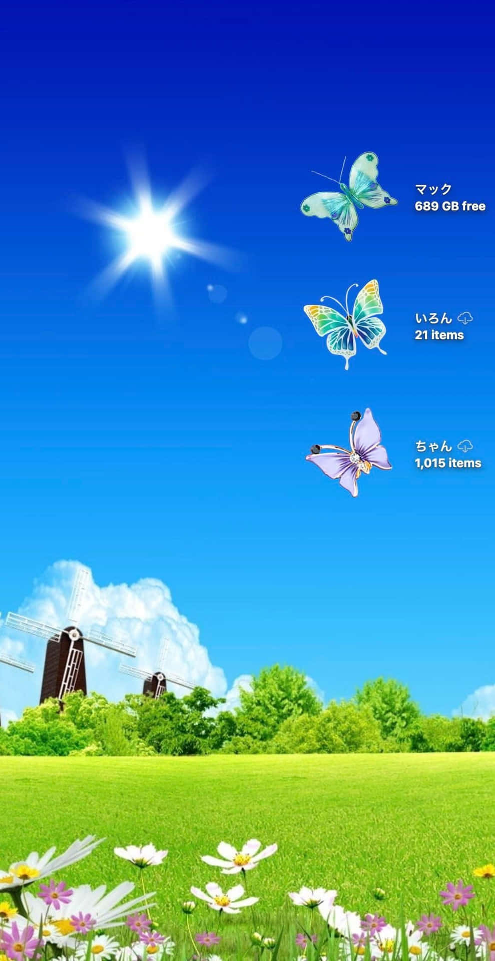 Sunny Meadow Butterflies Mobile Screen Wallpaper