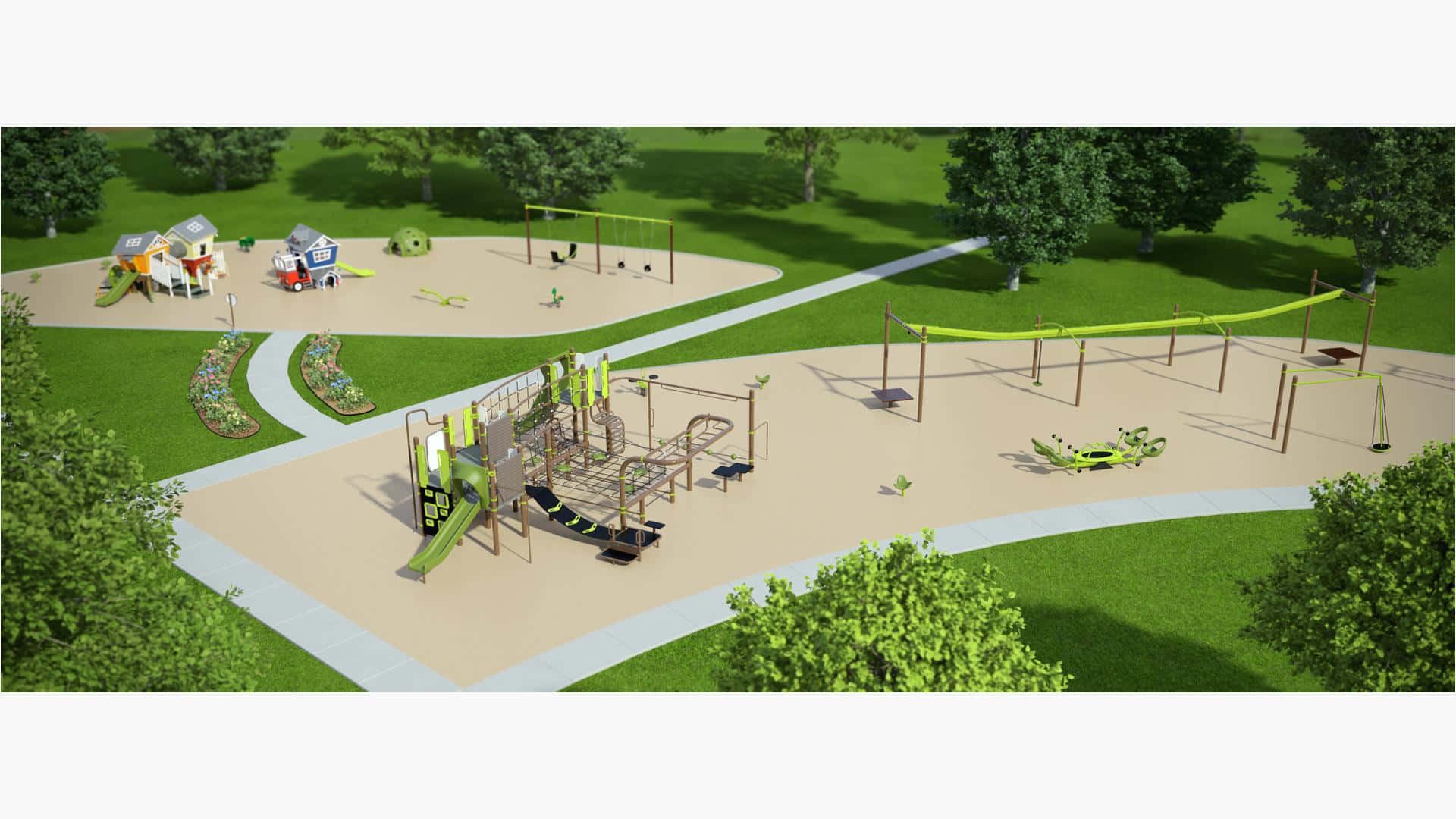 Sunny Playground Park Design Wallpaper