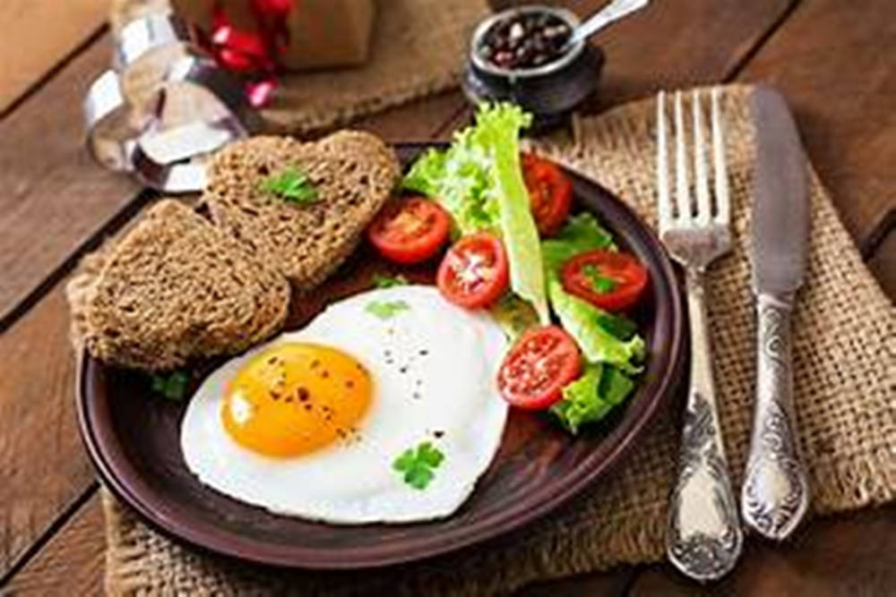 Sunny Side Up Eggs With A Salad And Toast Wallpaper