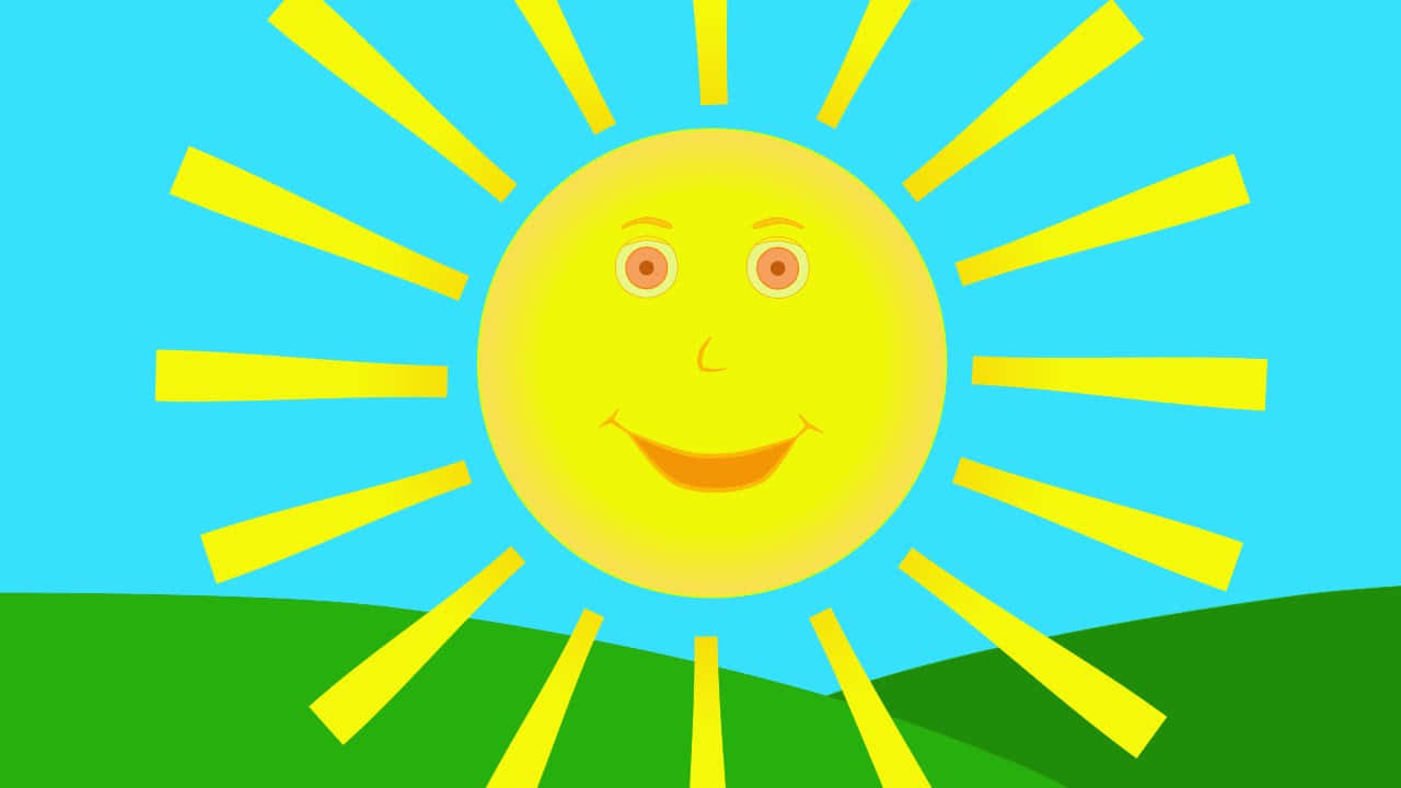 Cheerful Cartoon Sun Shining Brightly Wallpaper