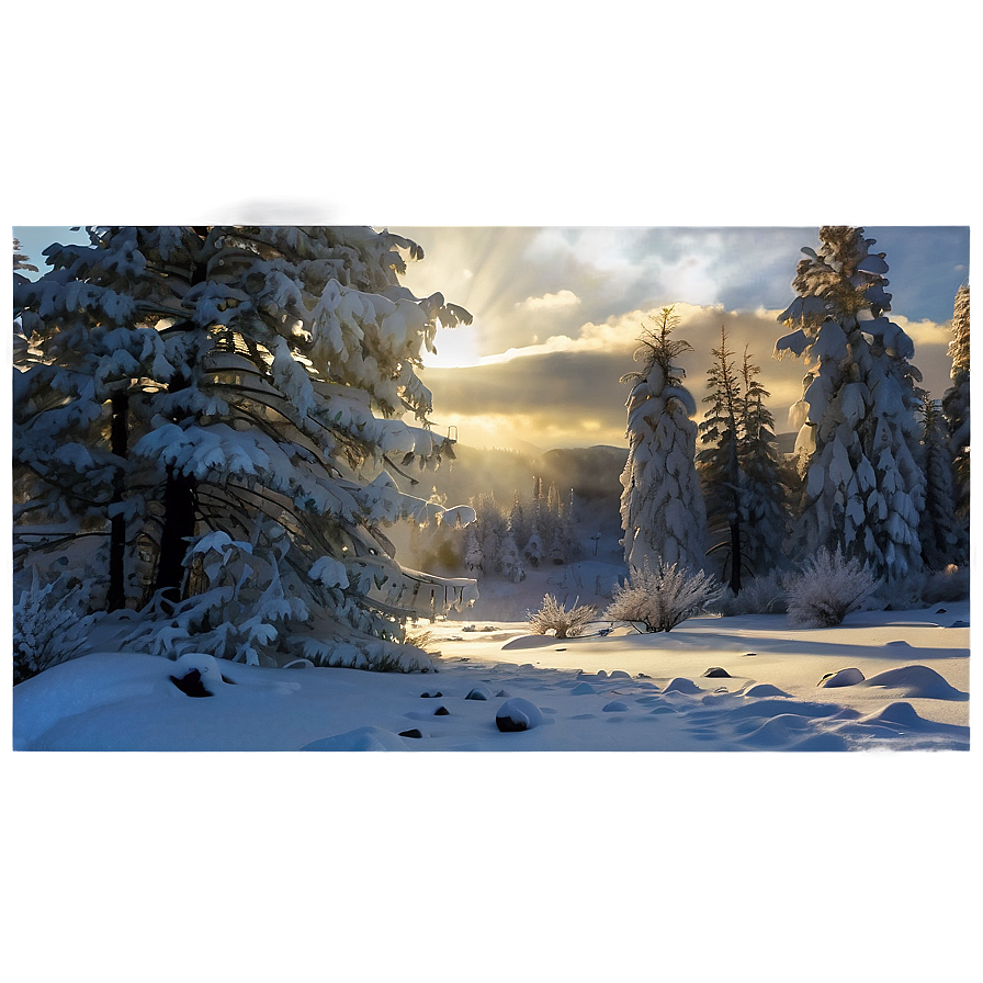 Sunny Winter Landscape Png 06202024 PNG