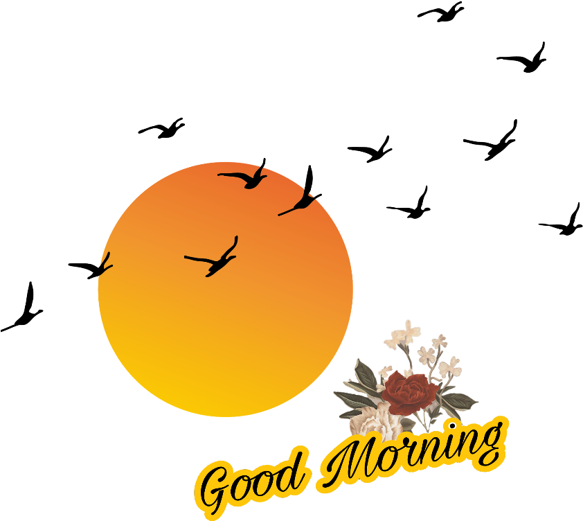 Sunrise Birds Good Morning Greeting PNG