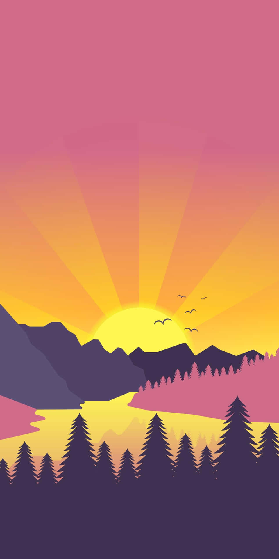 Sunrise Iphone Cartoon Image Wallpaper